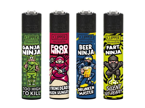 4 verschiedene Clipper Feuerzeuge Motiv Ninjas