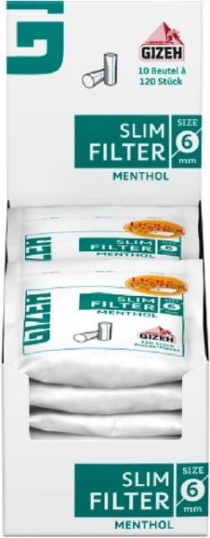 Gizeh Slim Filter Menthol 10 Packs à 120 Tips