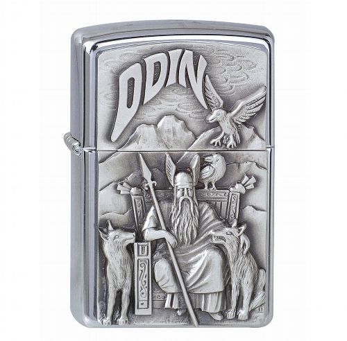Zippo chrom gebürstet Viking Emblem Odin 1300097