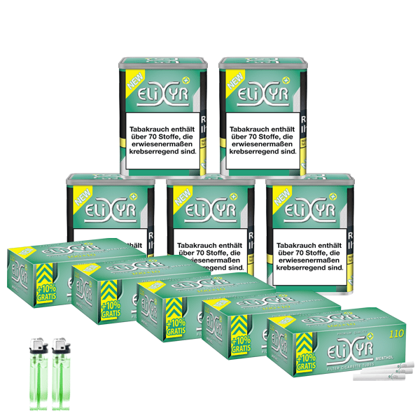 ELIXYR Menthol Hülsen, 100% Menthol, 100+10 Stück