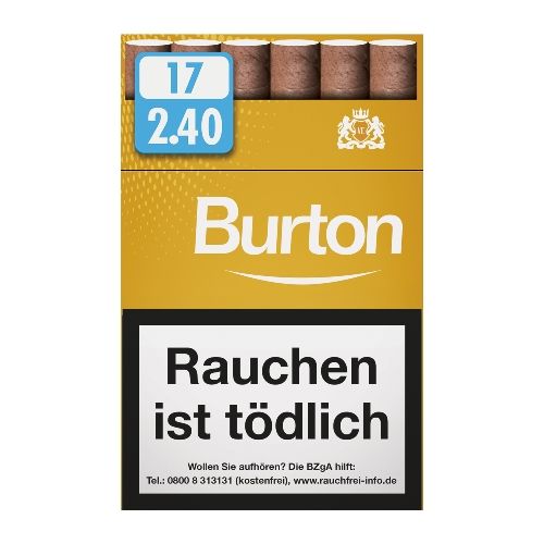 Burton Zigarillos Gold Naturdeckblatt L-Box [10 x 17 Stück]