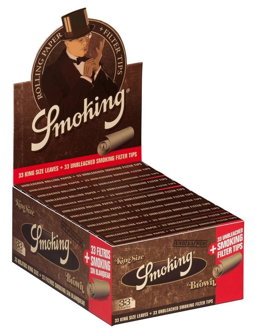 Smoking King Size Brown + Filter Tips 24 Packs à 33 Blättchen