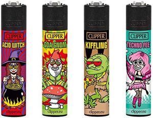 4 verschiedene Clipper Feuerzeuge Motiv Fabelwesen 4 verschiedene Clipper Feuerzeuge Motiv Fabelwesen