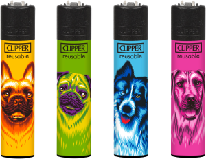 4 verschiedene Clipper Feuerzeuge Motiv Hunde 4 verschiedene Clipper Feuerzeuge Motiv Hunde