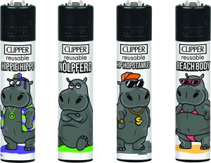 4 verschiedene Clipper Feuerzeuge Motiv Nilpferde 4 verschiedene Clipper Feuerzeuge Motiv Nilpferde