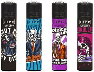 4 verschiedene Clipper Feuerzeuge Motiv Skull 23 4 verschiedene Clipper Feuerzeuge Motiv Skull 23
