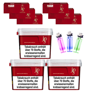 JPS Set #1 [3 x JPS Tabak 100g + 1.200 Hülsen + 3 Feuerzeuge]