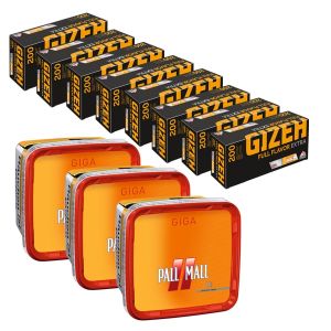 Pall Mall Set #1 [3 x Pall Mall Allround Tabak 263g + 1.600 Gizeh Full Flavor Extra Hülsen]