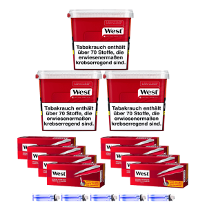 West Set #4 [3 x West Tabak 170g + 2.000 Special Size Hülsen + 5 Feuerzeuge]