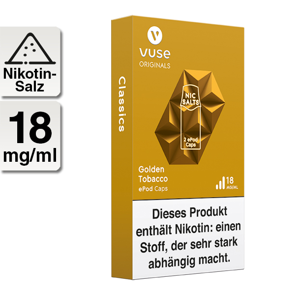 E-Kartusche Vuse Pod Golden Tobacco 18mg 2 Caps