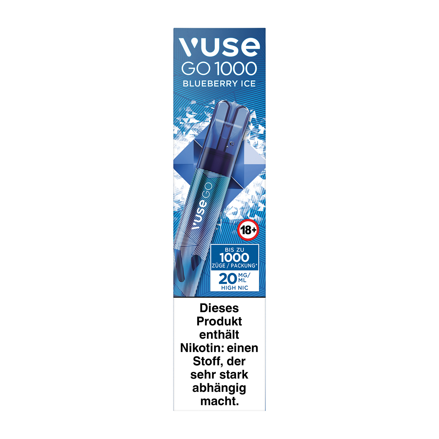 E-Zigarette Vuse Go 1000 (Pen) Einweg Blueberry Ice 20mg