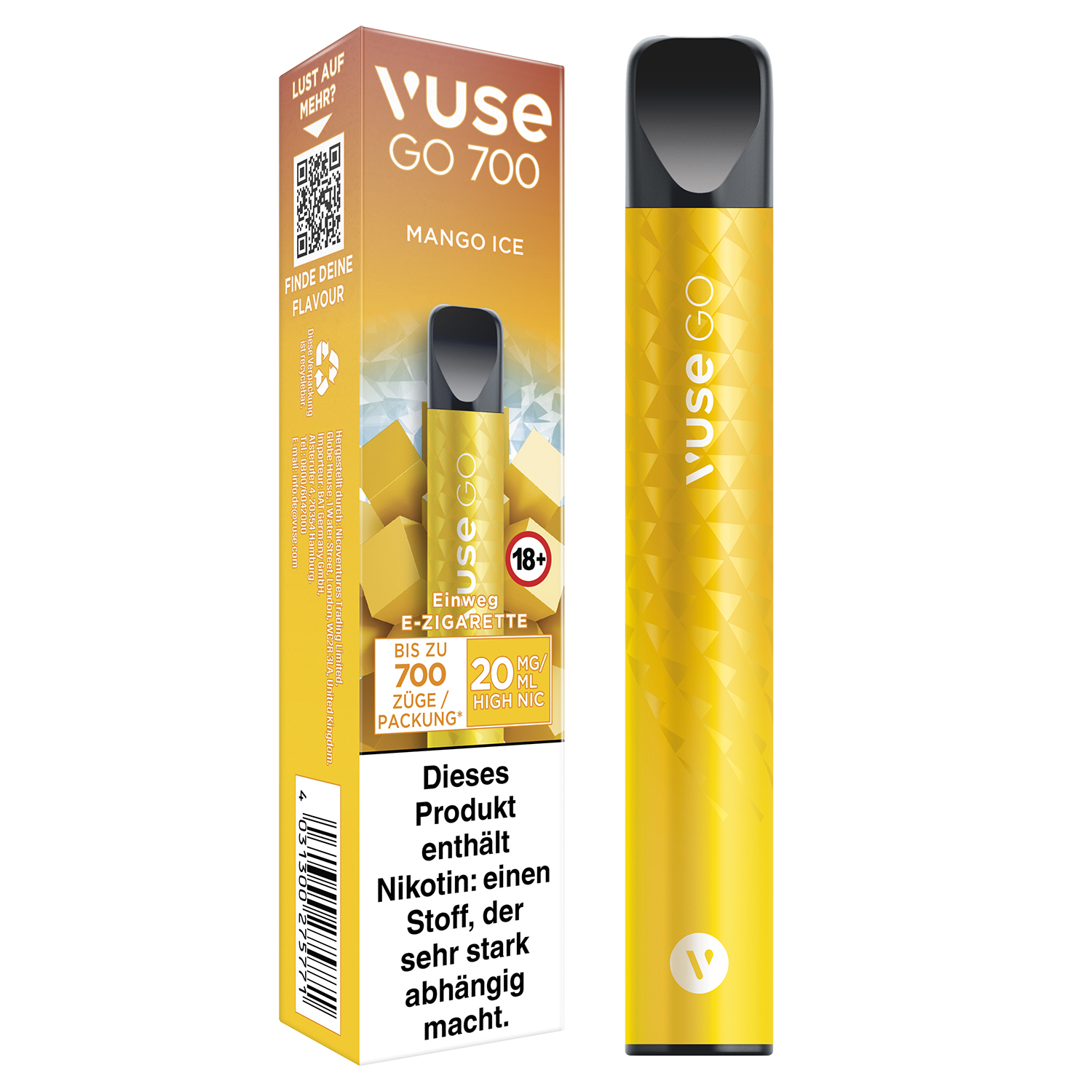 E-Zigarette Vuse Go 700 Einweg Mango Ice 20mg