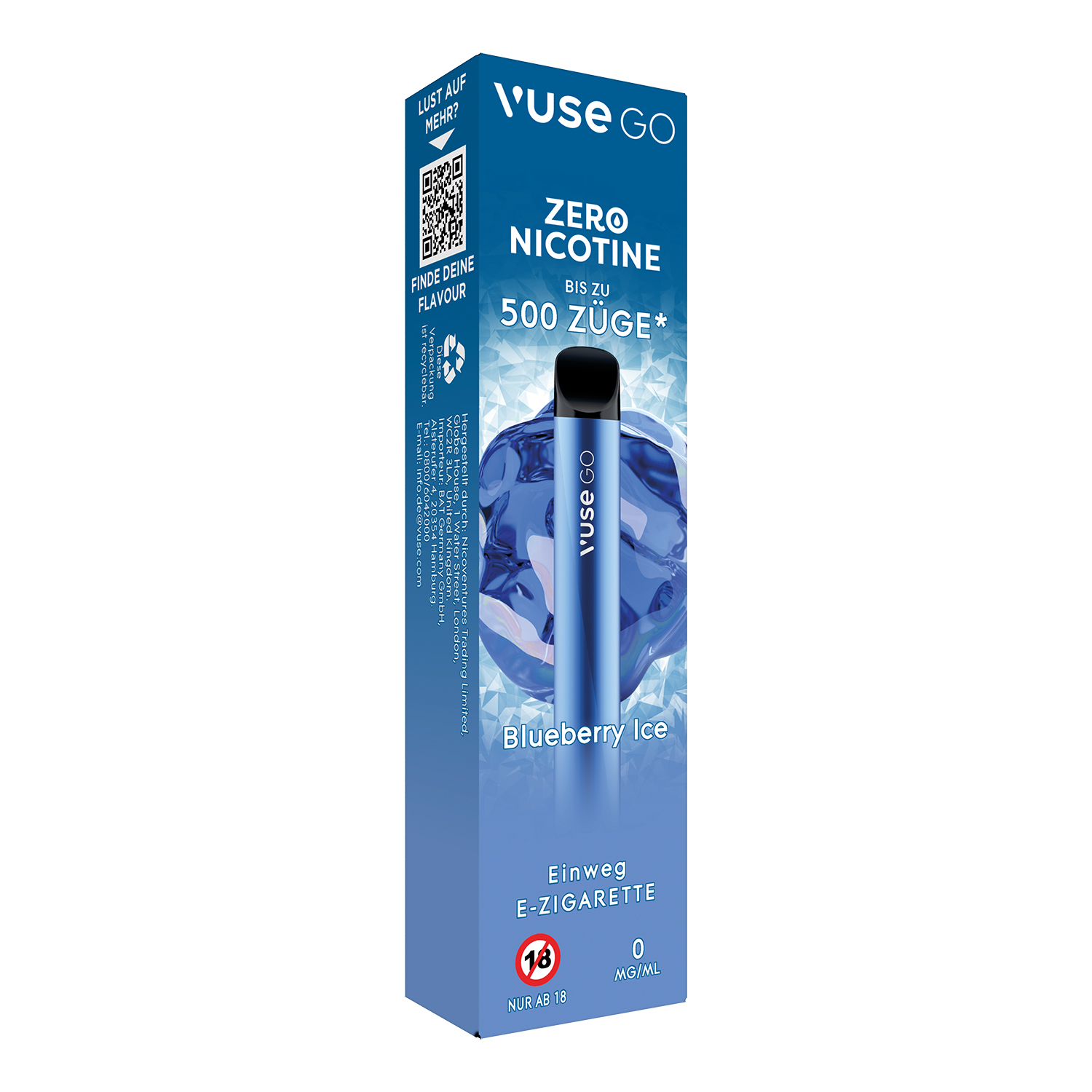E-Zigarette Vuse Go 1000 (Pen) Einweg Blueberry Ice 0mg