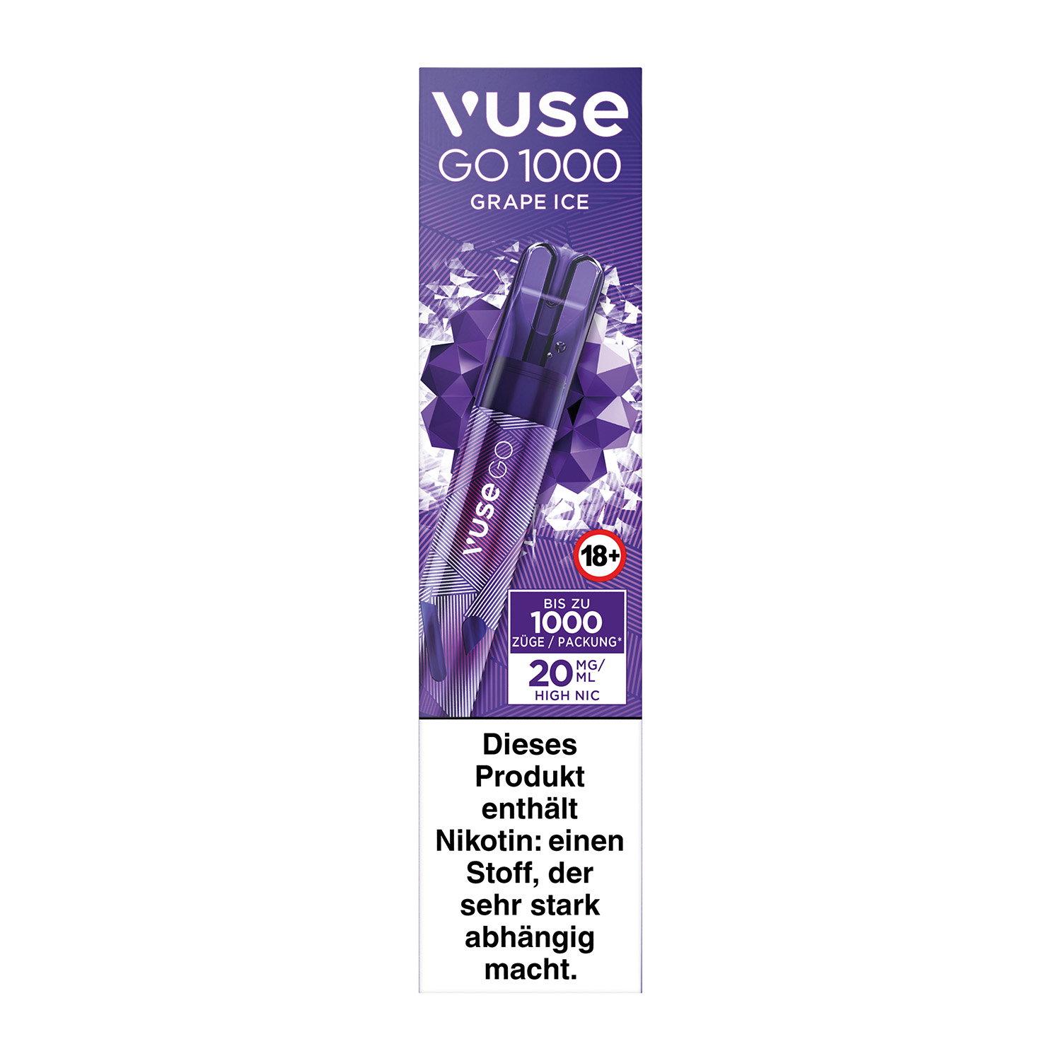 E-Zigarette Vuse Go 1000 (Pen) Einweg Grape Ice 20mg