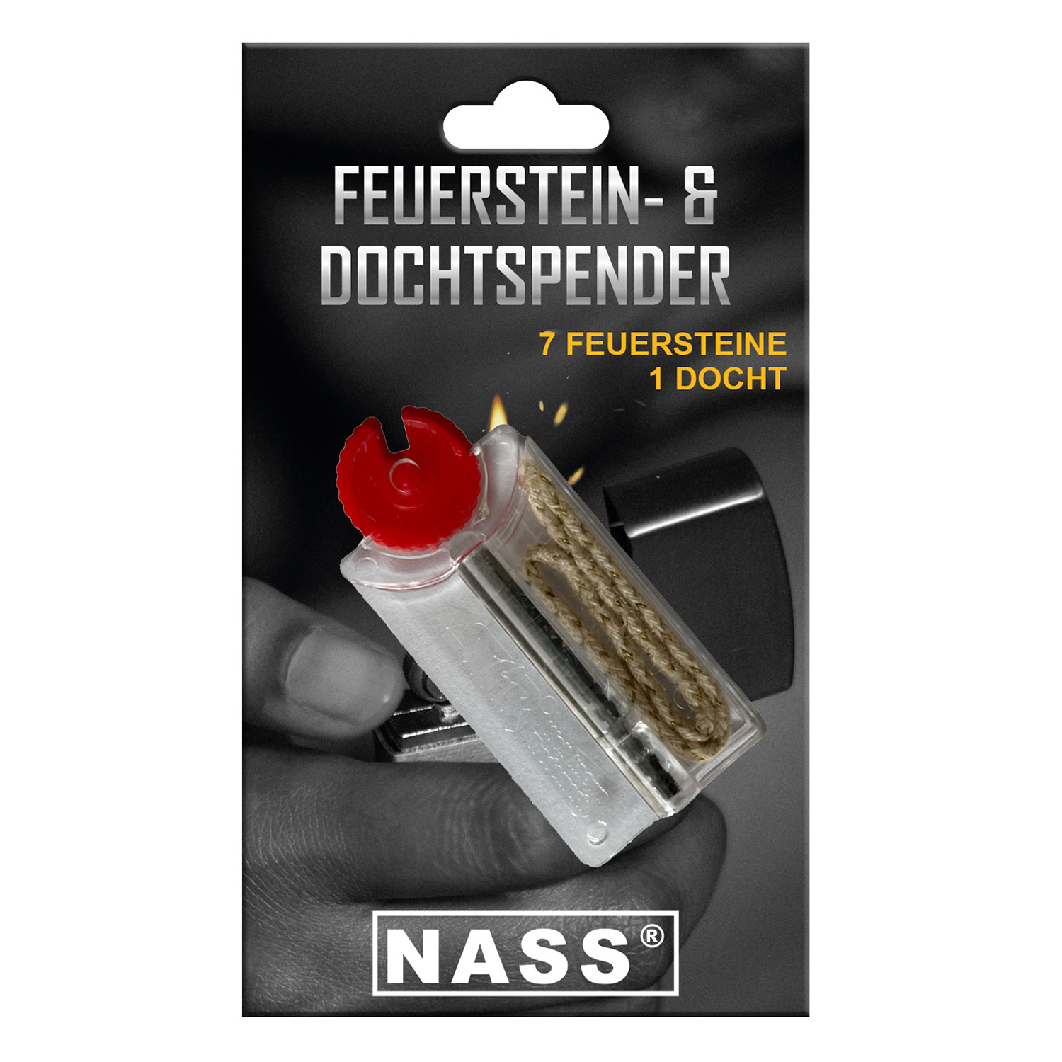 Feuerzeugsteine Nass 7 StÃ¼ck + 1 Docht