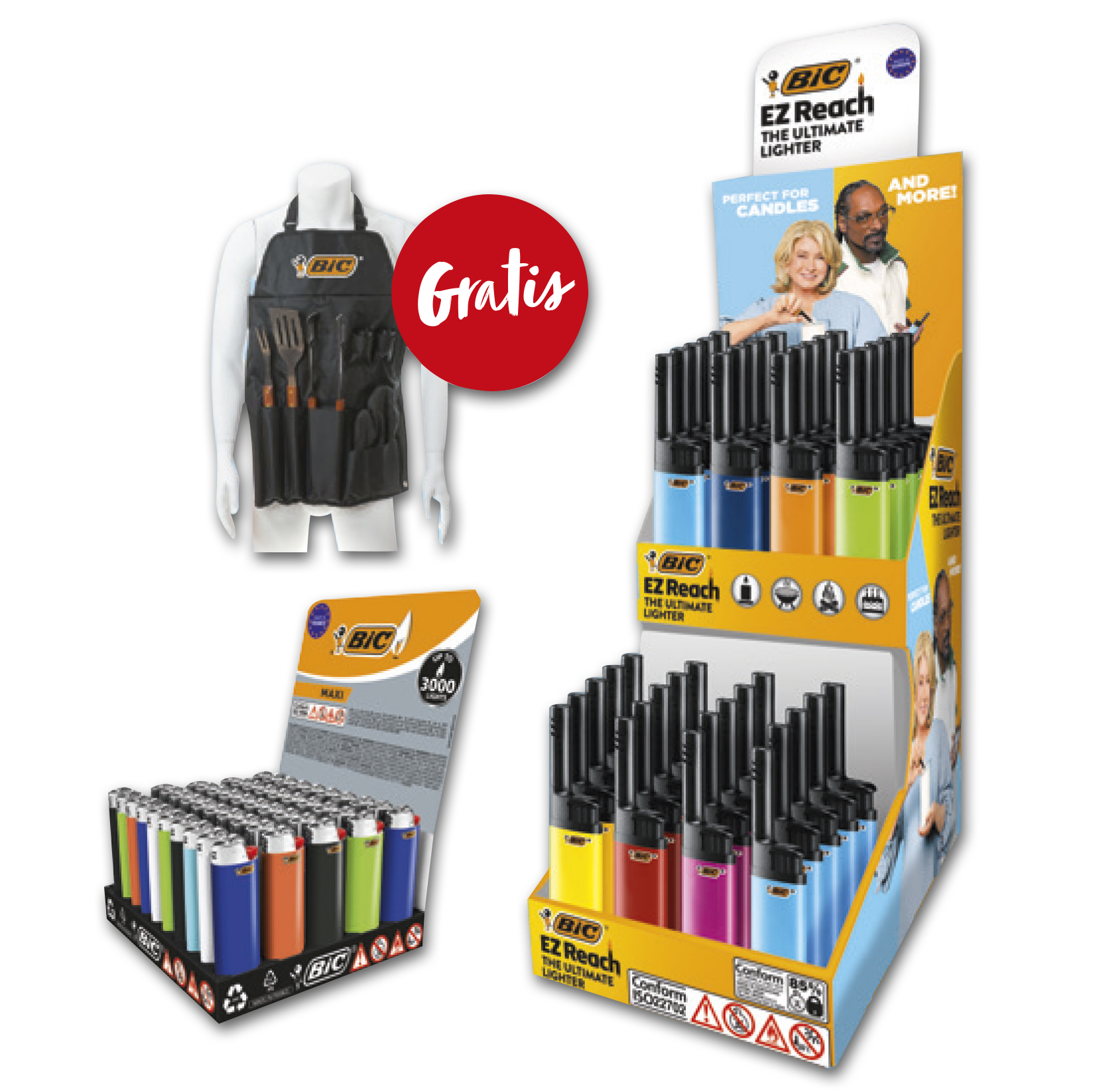 Einwegfeuerzeug Bic Theken-Steller Grillpaket