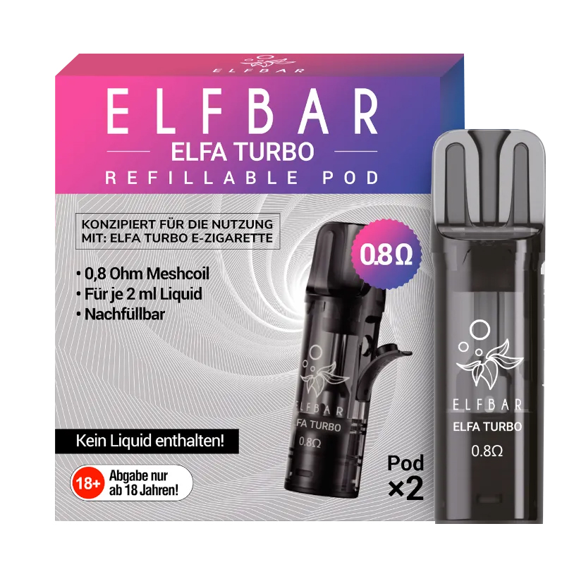 E-Clearomizer Elfbar Elfa Turbo Pod 0.8 Ohm 2 StÃ¼Ck